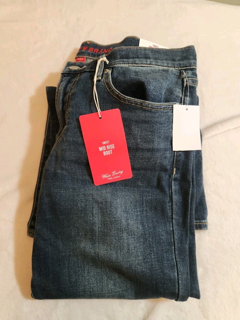 Lucky Brand NWT Mid Rise Boot Jeans Womens 8 29 (32 x 32) Blue Whiskers